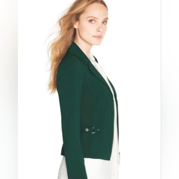 NWT WHBM Moto Jacket Bottle Green Size 8 - Picture 3 of 8